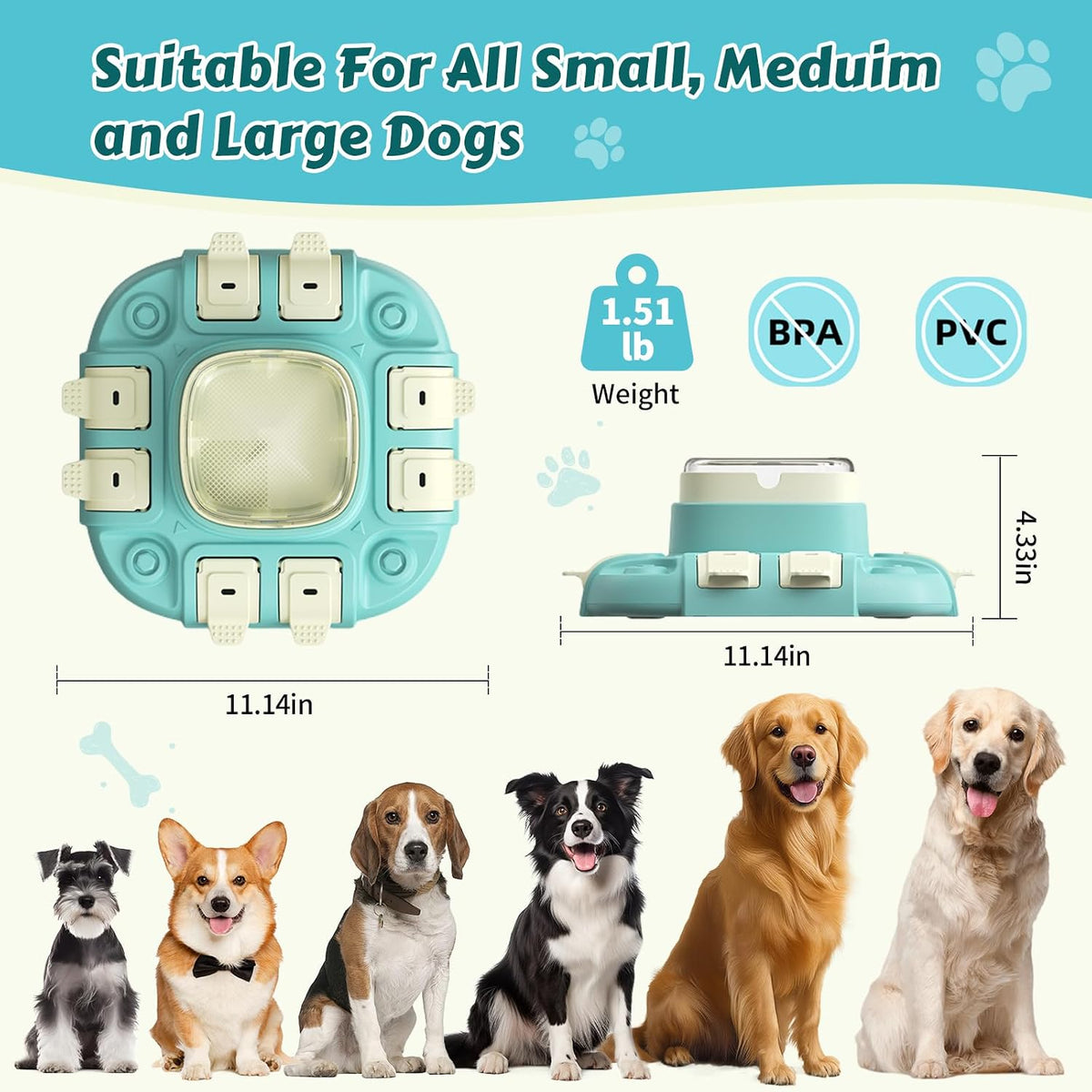 2 Levels Dog Puzzle Toy, Slow Feeder for Fast Eating Pets Interactive Dog Treat Puzzle Toys for IQ Training, Treat Dispenser for Small Medium Large Dogs, Cats