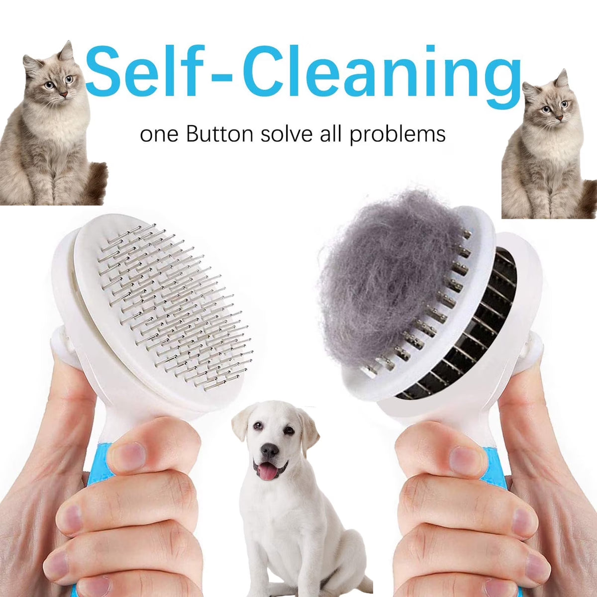 Cat Grooming Brush, Self Cleaning Cat Brushes for Dogs Cats for Long Haired & Short Hair Gently to Remove Loose Undercoat, Pet Hair Brush on Clearance