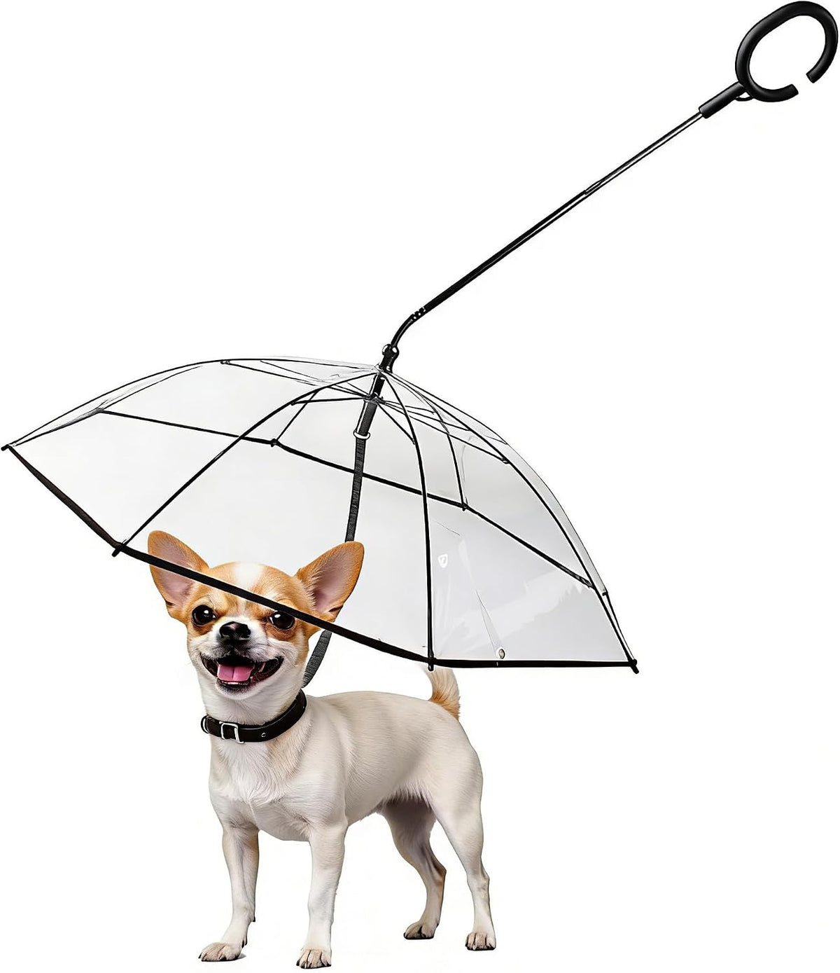 Dog Umbrella for Small Dogs, Clear Doggie Walking Umbrella with Adjustable Leash, Self-Assembly Puppy Rain Snow Umbrella, Waterproof