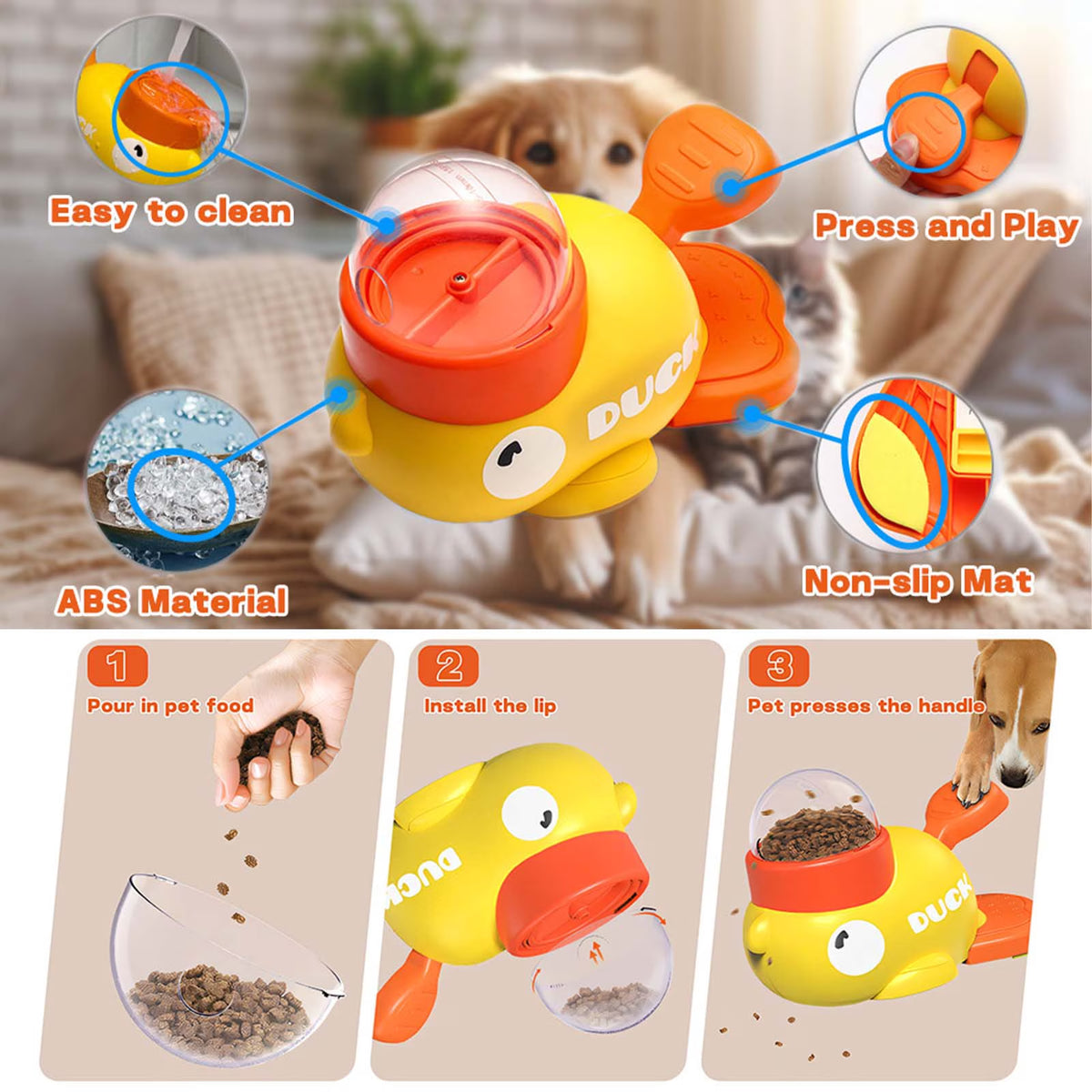 Interactive Dog Toys，Dog Interactive Treat Dispenser Toy，Promotes IQ Training and Entertainment Reduces Bloating Anti-Gulping