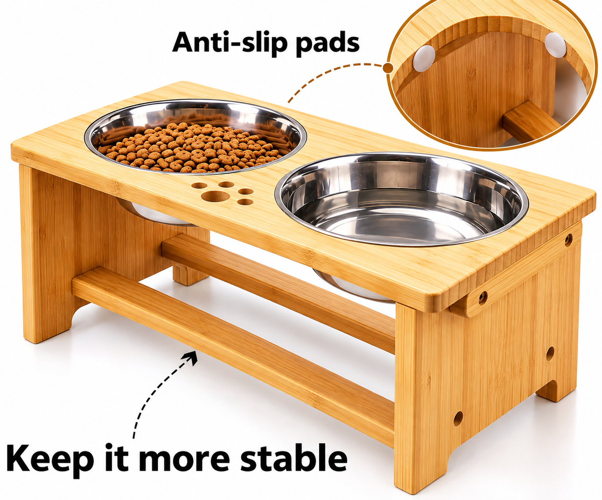 Elevated 2 Stainless Steel Bowls for Dogs and Cats