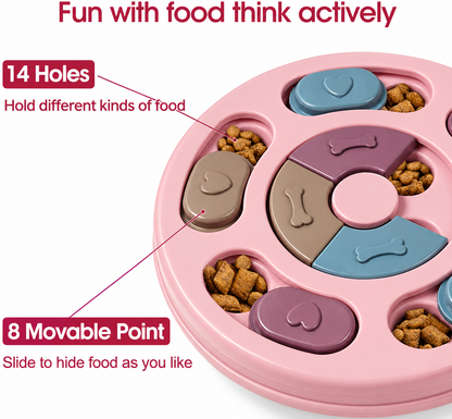Rompecabezas para perros, juguetes de alimentación tipo rompecabezas para perros para entrenamiento de coeficiente intelectual y enriquecimiento mental, rompecabezas de premios para perros (rosa)