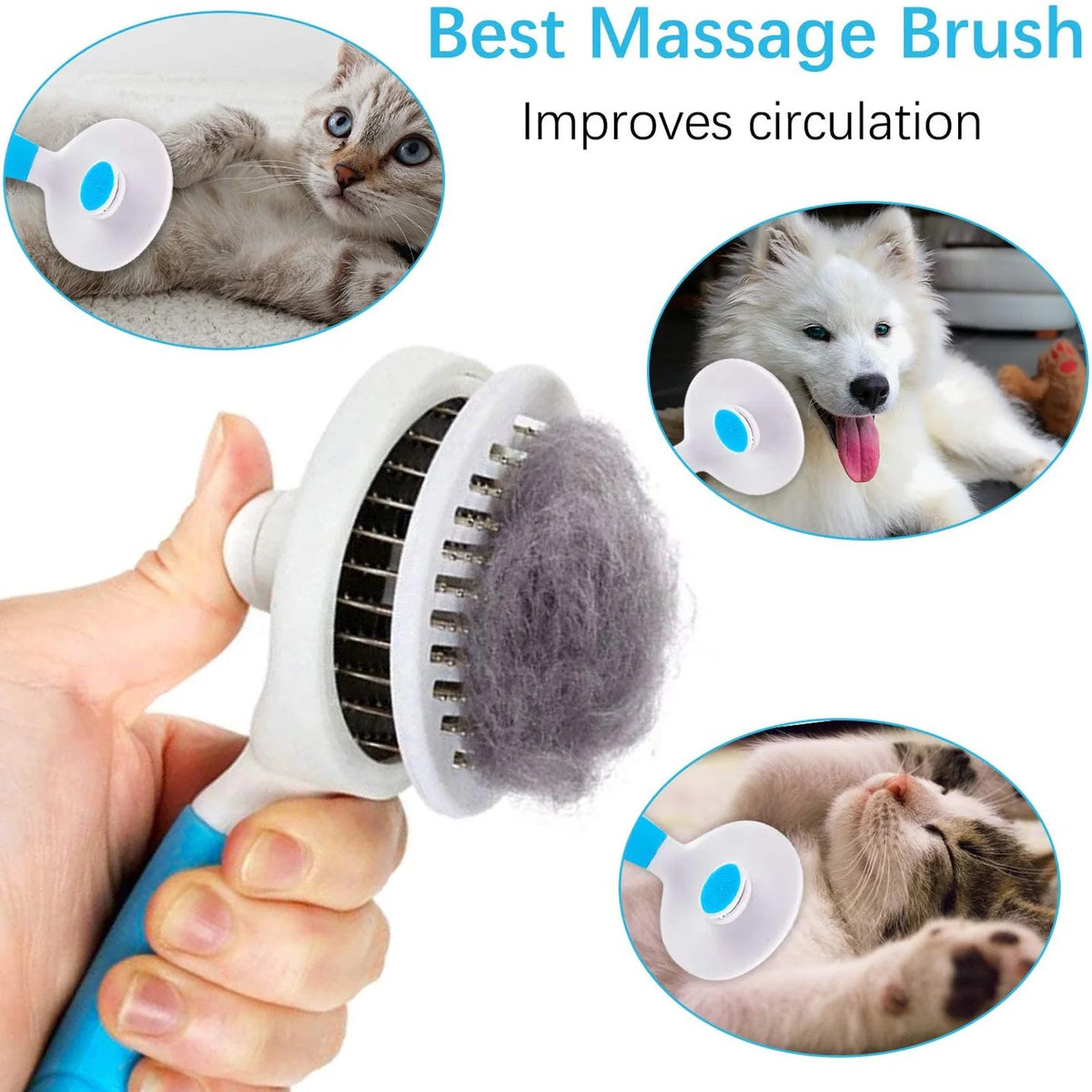 Cat Grooming Brush, Self Cleaning Cat Brushes for Dogs Cats for Long Haired & Short Hair Gently to Remove Loose Undercoat, Pet Hair Brush on Clearance