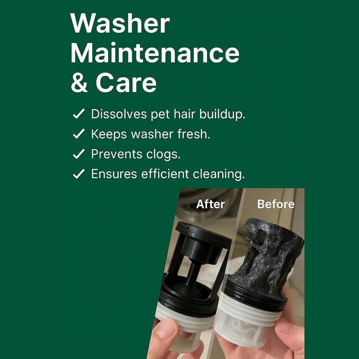 Washing Machine Cleaner for Pet Hair, 2 Sachets